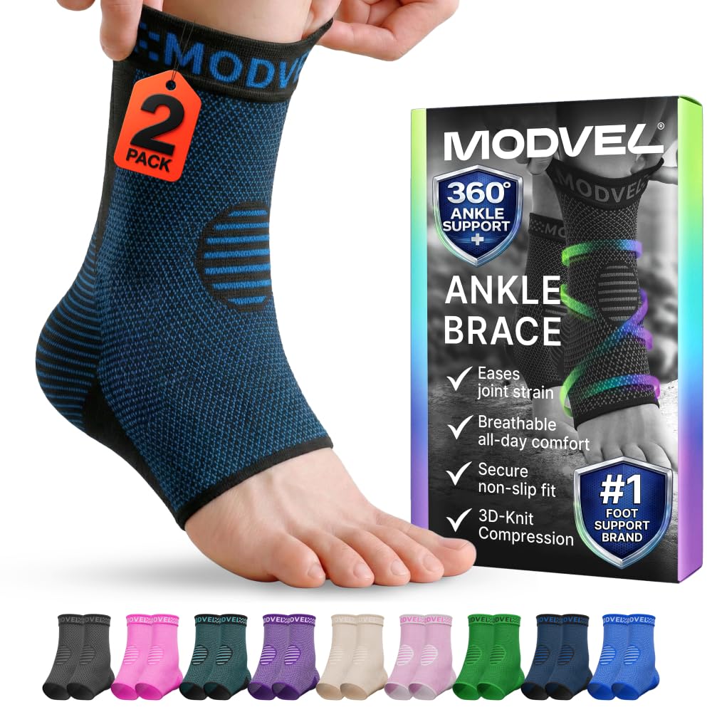 Modvel Foot & Ankle Brace Socks for Sprained Ankle Compression Sleeve - Plantar Fasciitis Relief Brace, Foot Support for pain Women & Men - Tendonitis