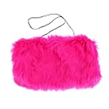 Portable Faux Fur Hand Muffs: Plush Winter Warmer Gloves, Rosy Polyester Bag