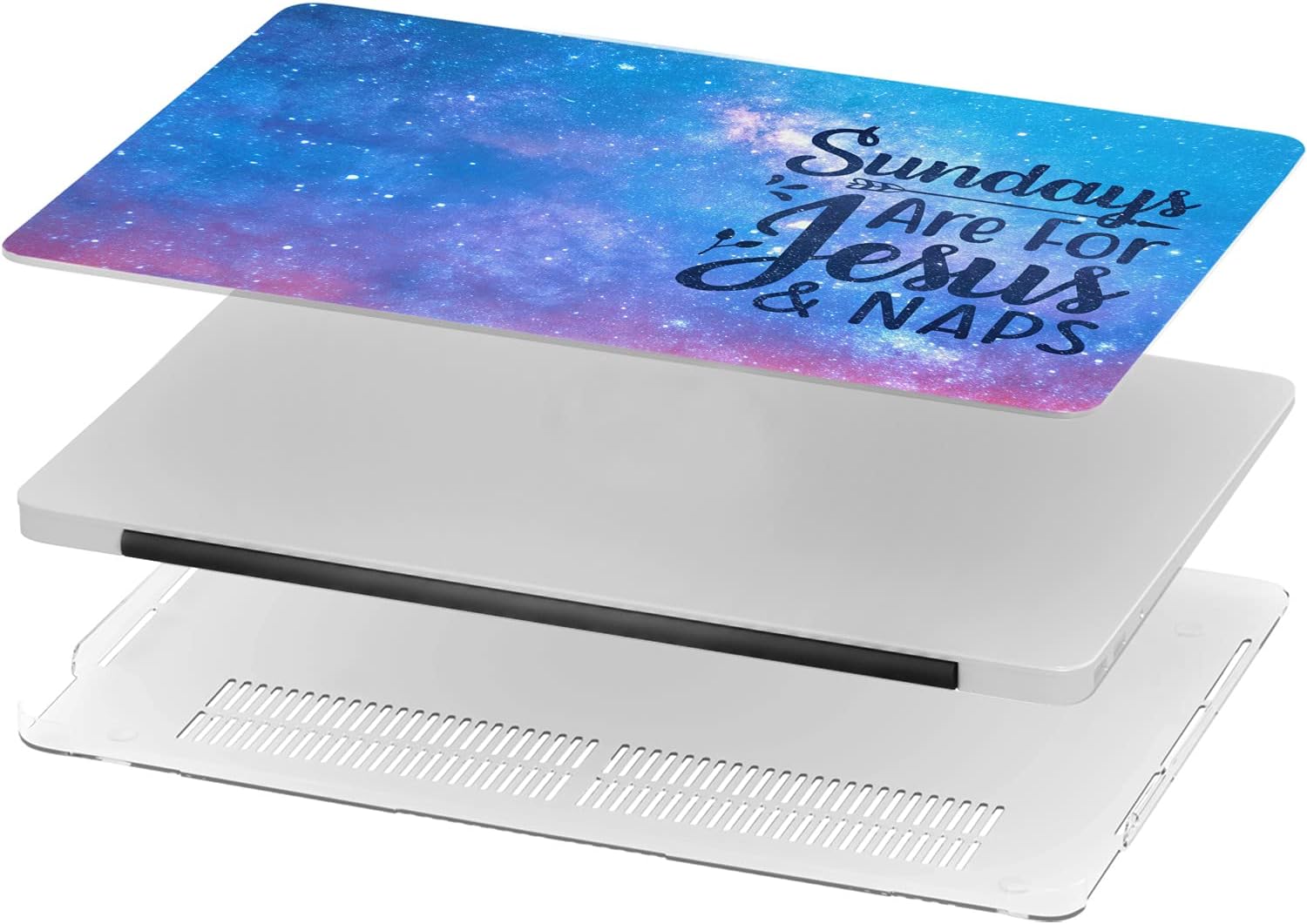 Mertak Hard Case Compatible with MacBook Pro 16 14 Air 15 13 inch M3 M2 M1 Mac 2024 2023 2022 2018 Sundays are for Jesus and Naps Touch Bar Galaxy Laptop Clear Christian Quote Plastic Bible Space