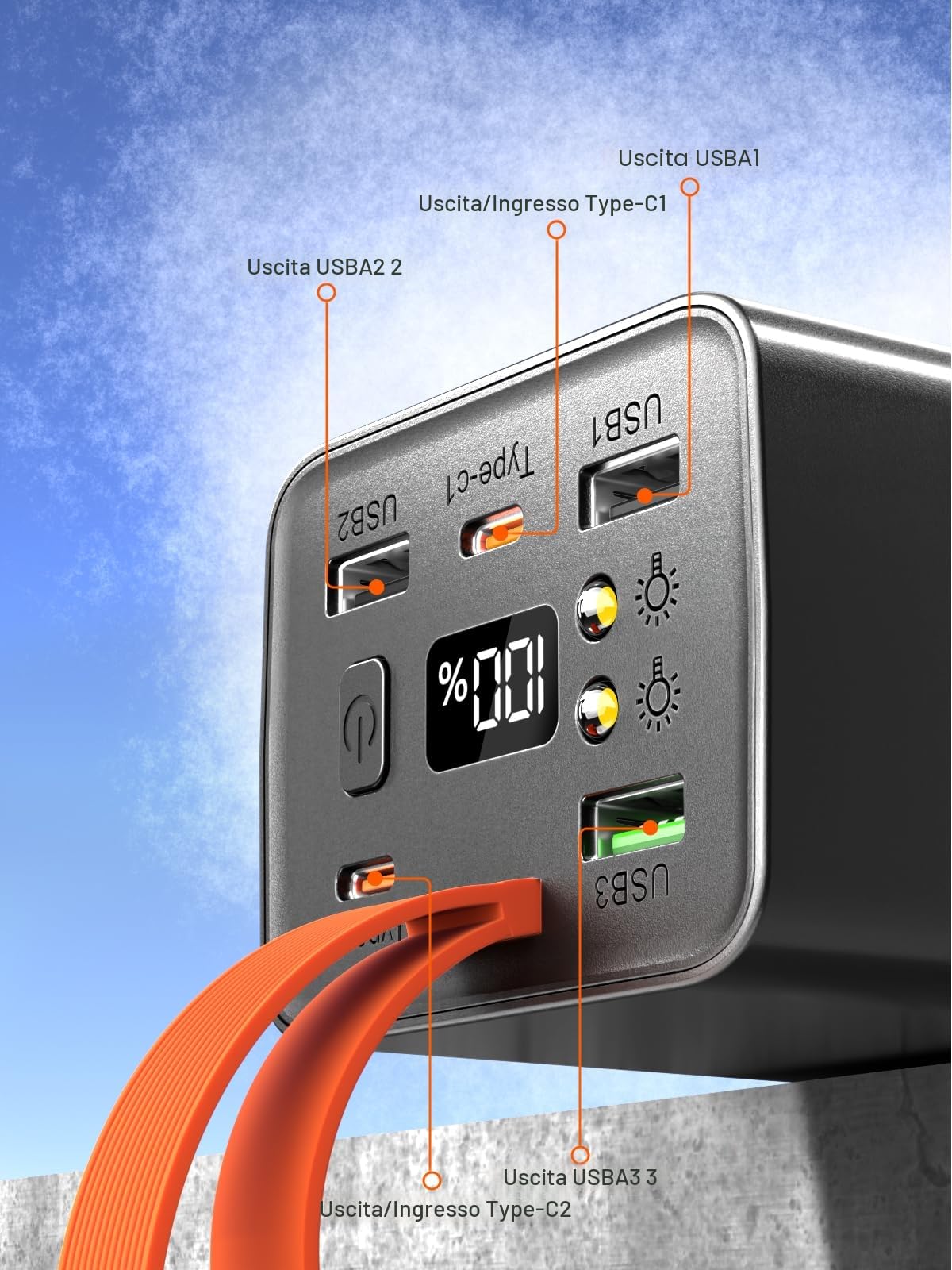 Power Bank 50000mAh 140W, Batteria Esterna Ricarica Rapida PD 3.1 & QC 4.0, Caricabatterie Portatile USB C 4 Porte con Display LED, per PC Portatile, MacBook, Smartphone, Tablet (Nero)