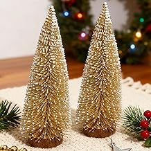 TIED RIBBONS Set of 2 Artificial Mini Christmas Tree 16.5 cm for Decoration Table Office School Restaurants Mini Xmas Tree Party Decor - Christmas Decorations Items for Home (Golden, 16.5 cm Height)