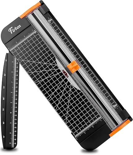 Firbon - Cortador de papel A4 de titanio de 12 pulgadas, herramienta para álbumes de recortes, con protección de seguridad automática y regla
