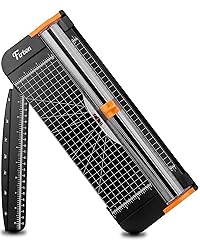 Firbon A4 Paper Cutter 12 Inch Titanium Paper Trimmer Scrapbooking Tool with Automatic Security Safeguard and Side Ruler for Craft Paper, Coupon, Label and Cardstock (Black)