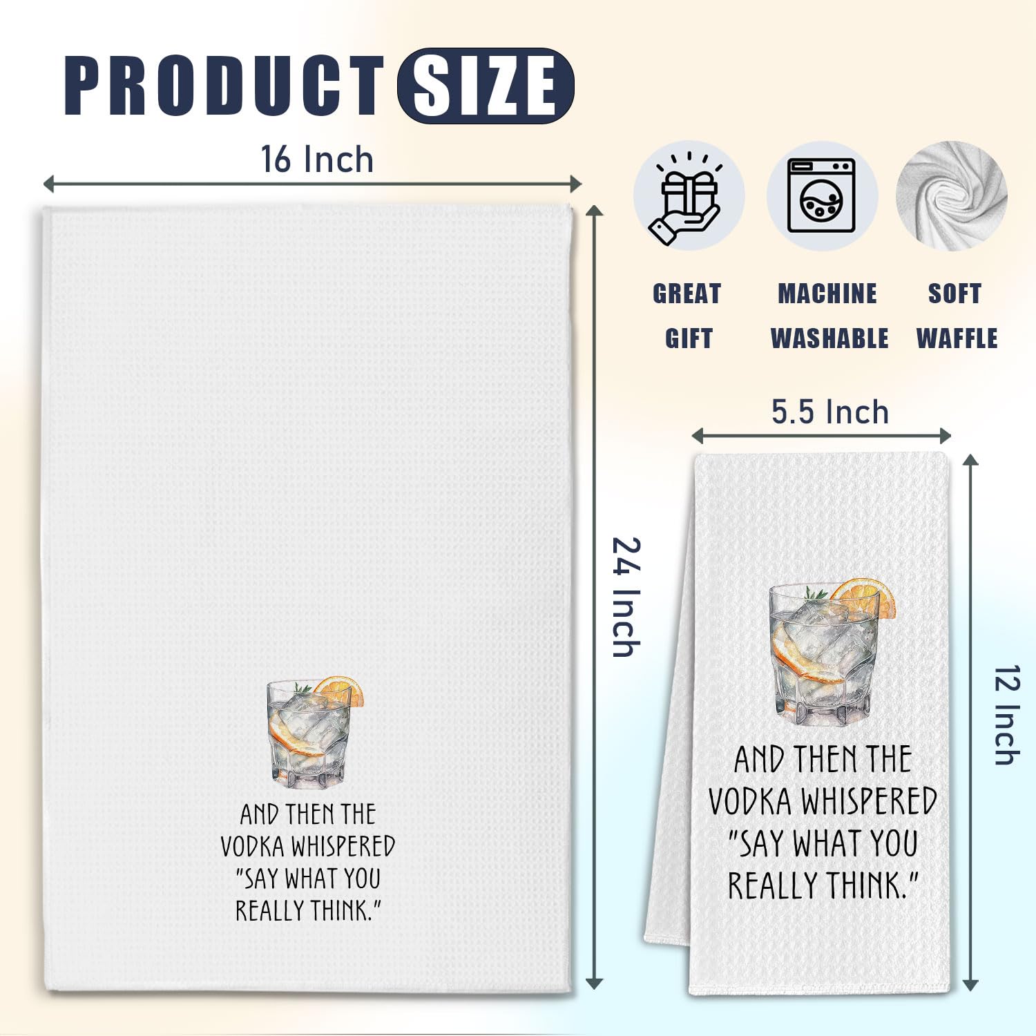 Vodka Gifts Kitchen Towels, Vodka Lover Gifts Dish Tea Towels for Kitchen Bar Cart Decor, Gift for Bartender Decorative Hand Towel, 16x24 Inches