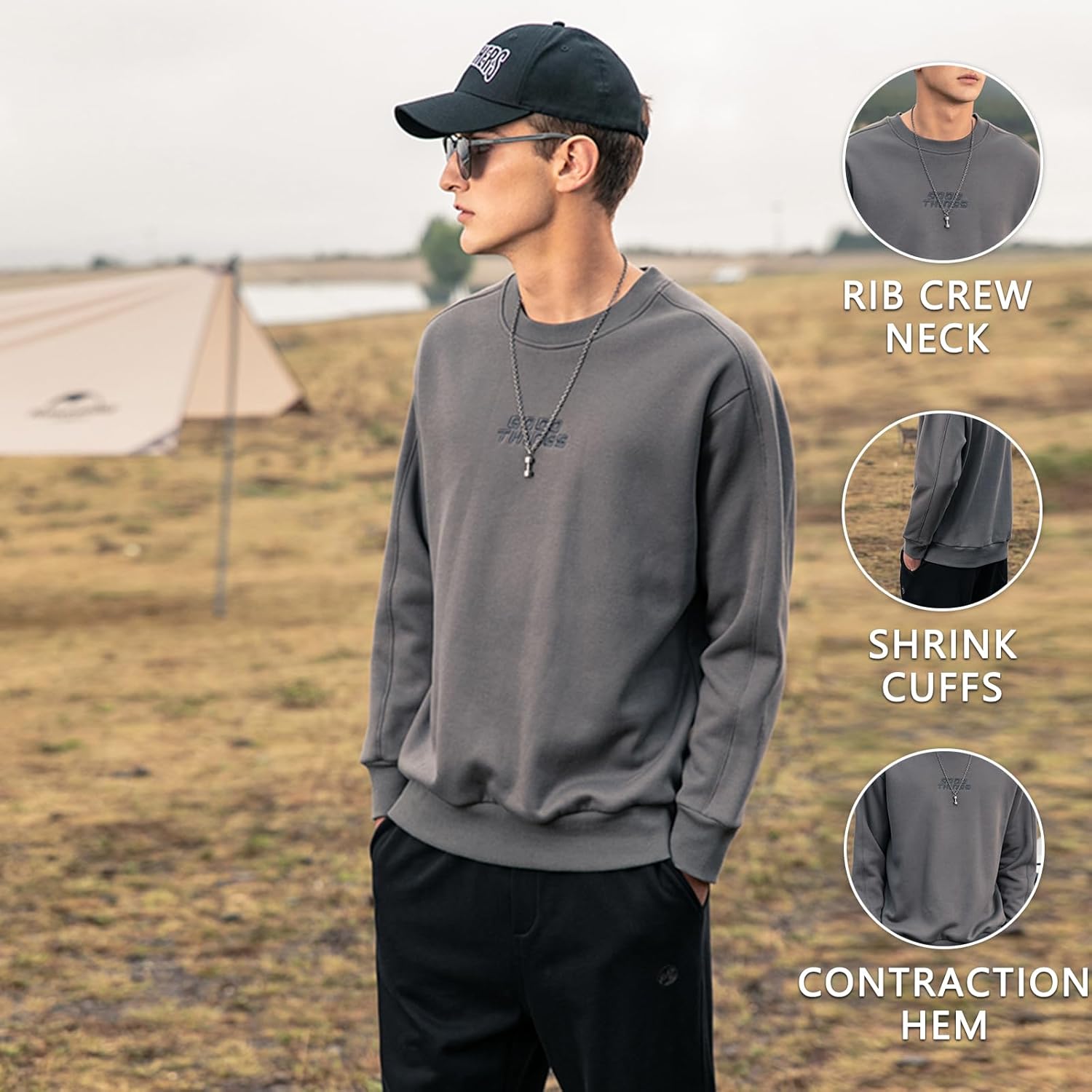 2024 autumn new letter hoodie men's loose round neck white hooded jacket spring and autumn long sleeved top