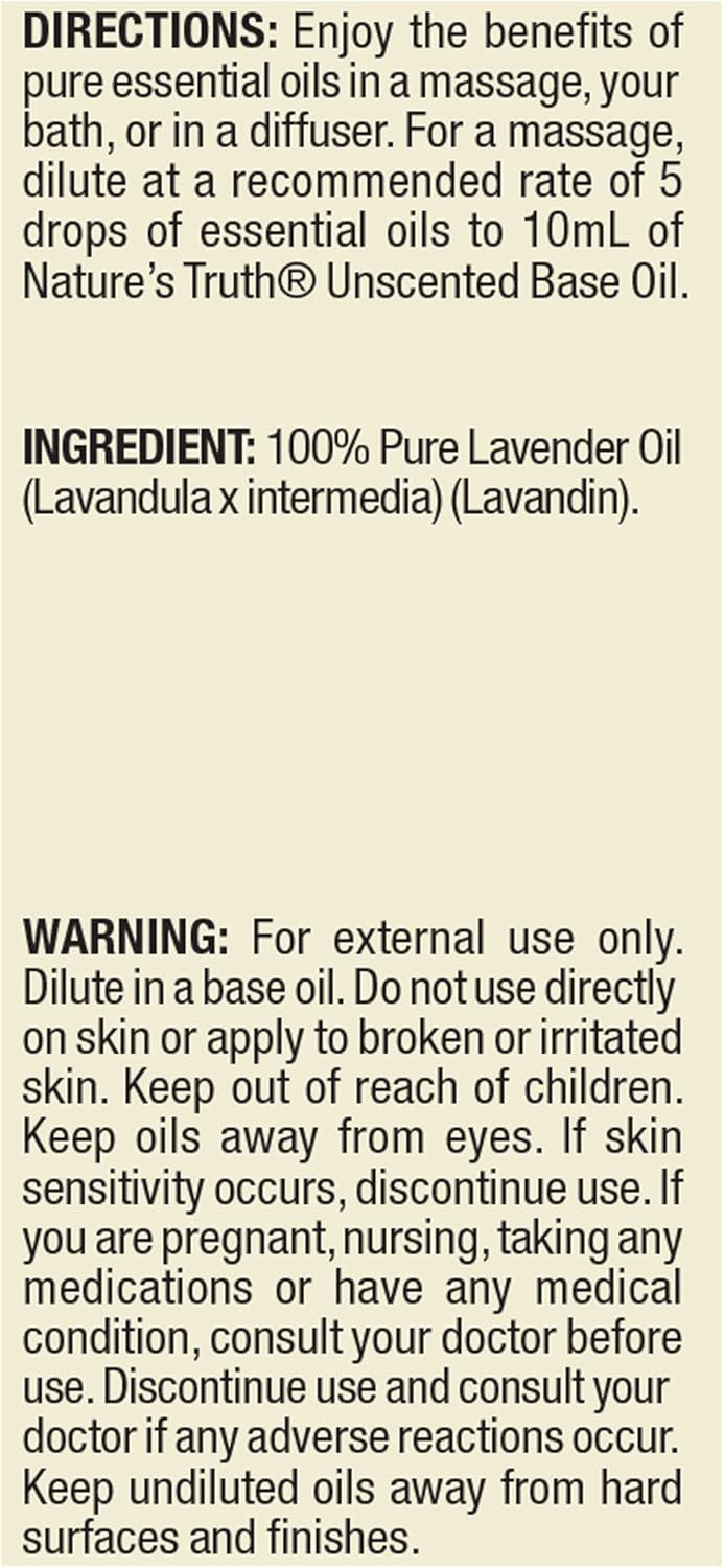 Nature's Truth Essential Oil, Lavender, 2 Fl Oz (Packaging May Vary)