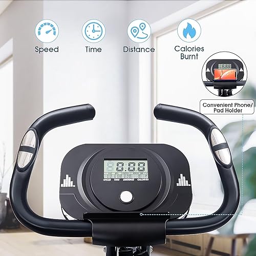 Miniatura 4 de Merax Bicicleta estática plegable, 3 en 1, bicicleta estática magnética para el hogar con resistencia de 16 niveles, bicicleta de ciclismo vertical