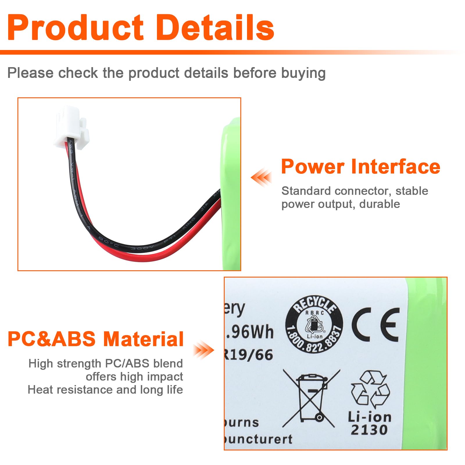 JIMACRO Bateria RVBAT850 kompatybilna z Shark Ion Robot RV1001AE, R75, R85, R761, S87, RV751, RV850, RV1000S, RV2001 RV2001WD, R3Z, R4Z, RV700_N, RV720_N, AV751–