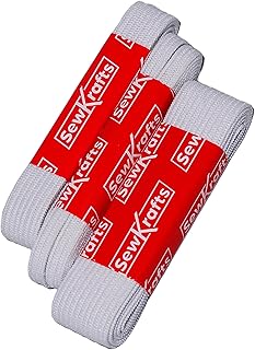 SewKrafts Knit Elastic for Sewing - 3 Pack - 1/4", 1/2" & 3/4" Wide, Soft & Stretchy White Elastic Bands for Sewing Waistbands, Necklines, Sleeves, Skirts, Scrunchies, Swimwear, Cuffs & DIY Crafts