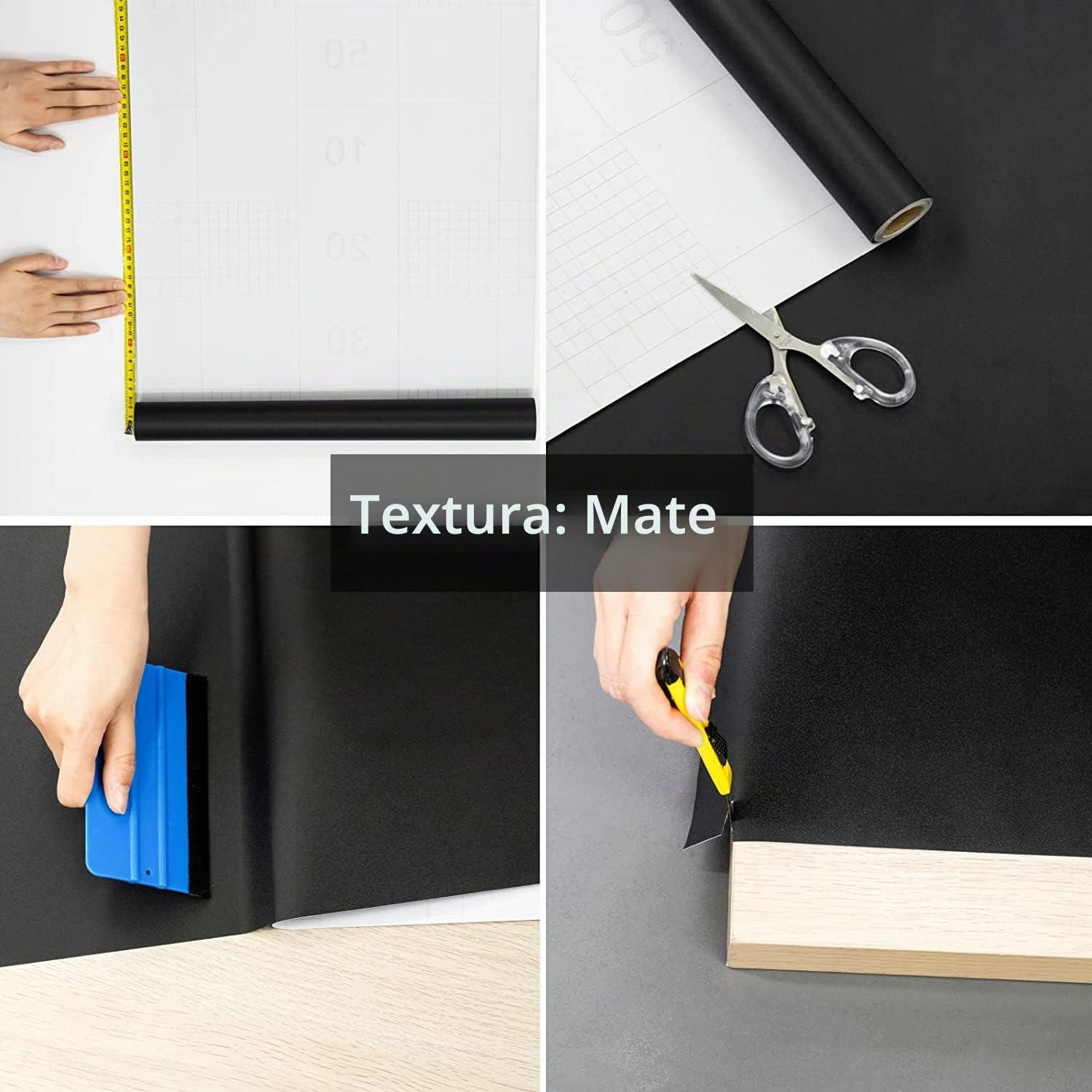 Hode Vinilo Adhesivo Muebles Negro 90x600cm, Papel Adhesivo para Muebles Mate, Papel Pintado Autoadhesivo para Paredes, Armarios, Bricolaje Vinilos Decorativos Impermeable