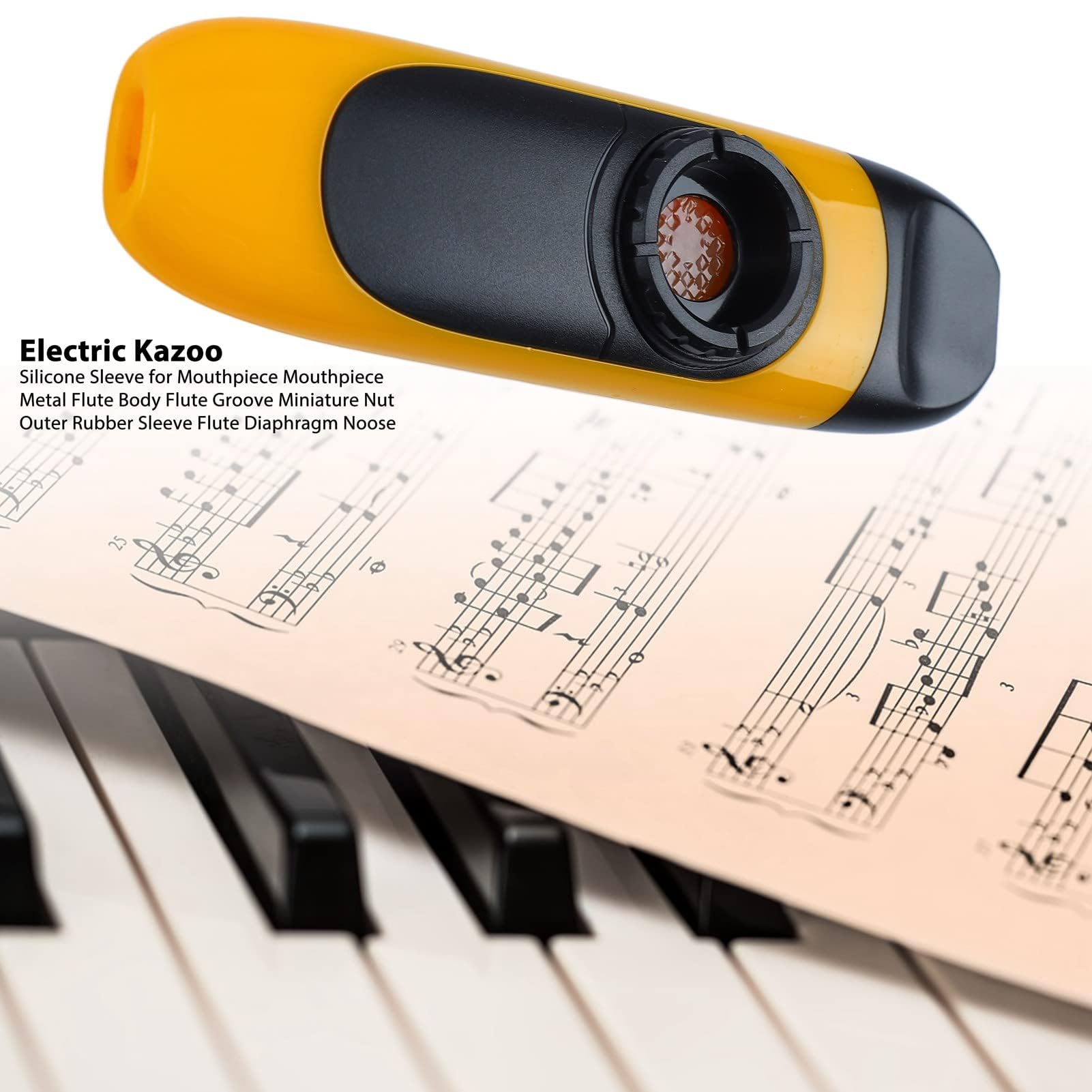 Elektryczny Kazoo 11 Cm Profesjonalny Przenośny Zestaw Kazoo z żywicy ze Stopu Aluminium z Przetwornikiem Membranowym Rejestratora Zapewniającym wydajność (Żółty)