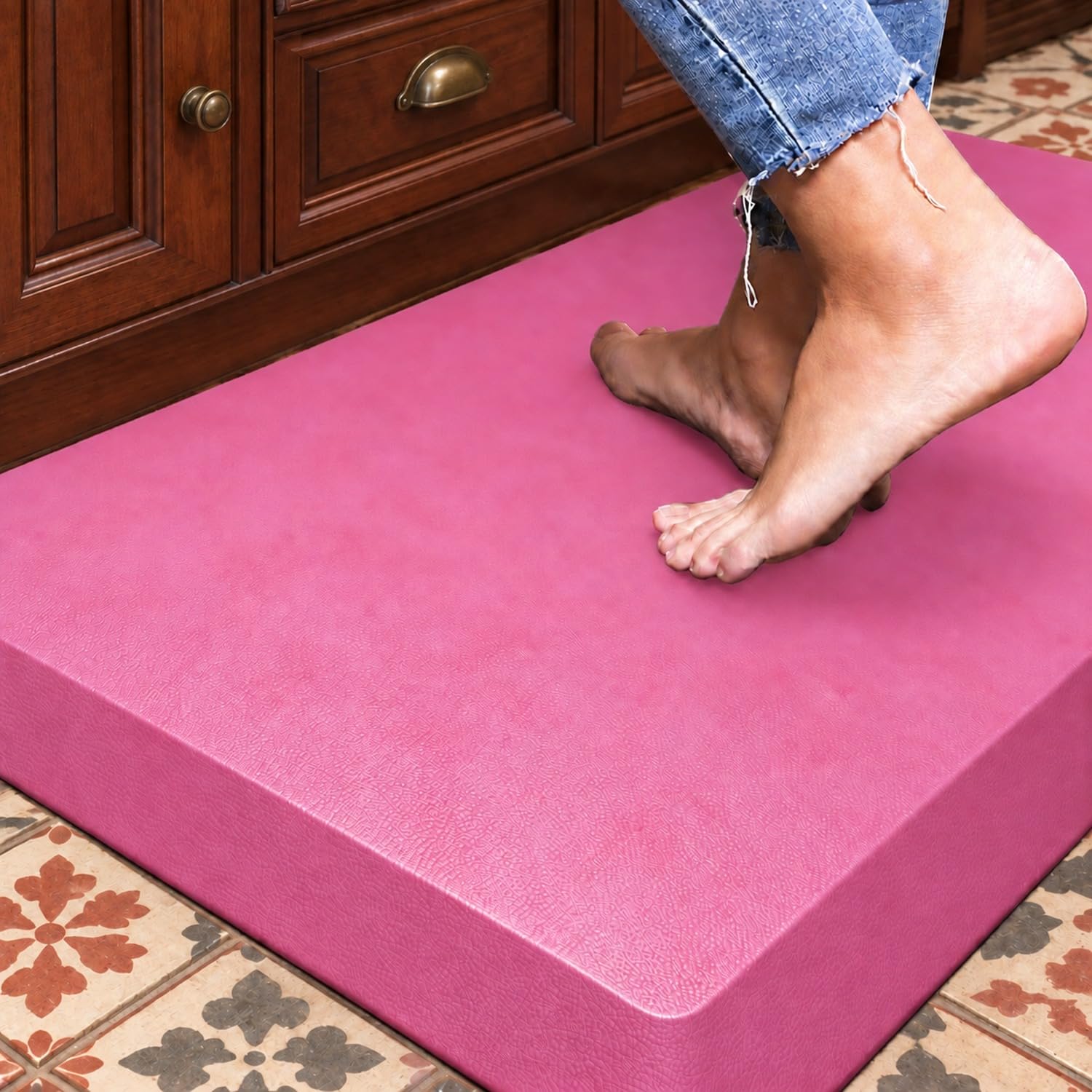 HEALEG Anti Fatigue Floor Mat,Kitchen Mat, Standing Desk Mat – Comfort at Home, Office, Garage - Polyurethane(PU) Foam (Black, 75L x 44W x 2.5Th cm) (Pink, 75L x 50W x 2.5Th cm) — image 1