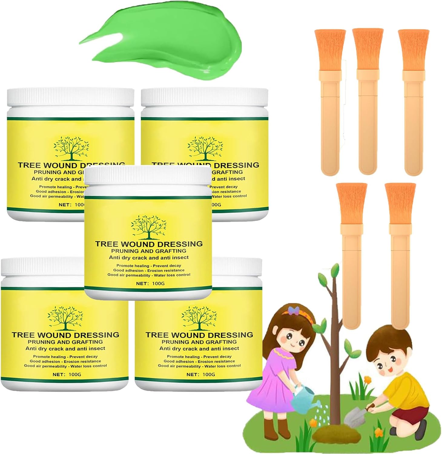 2026 Tree Wound Sealer,Tree Wound Pruning Sealer,Pruning Sealer,Tree Wound Dressing With Brush,Tree Wound Sealer Healing Paste,Bonsai Cut Paste,Bonsai Tree Pruning Sealer For Tree Wound (5SET)