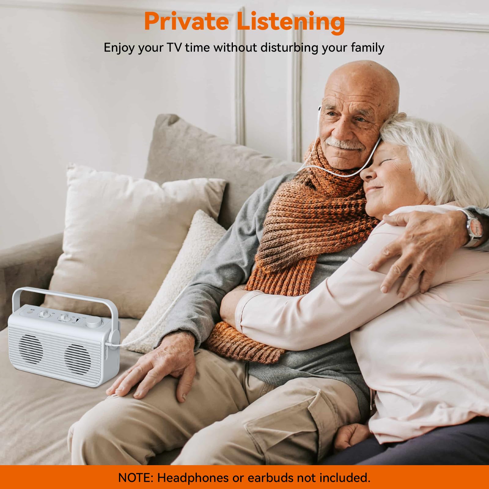 ANSTEN Amplificatore vocale per TV, portata di 30 m, altoparlante TV portatile con interruttore SOS, altoparlante TV per anziani e problemi di udito, nessun ritardo audio, Plug and Play