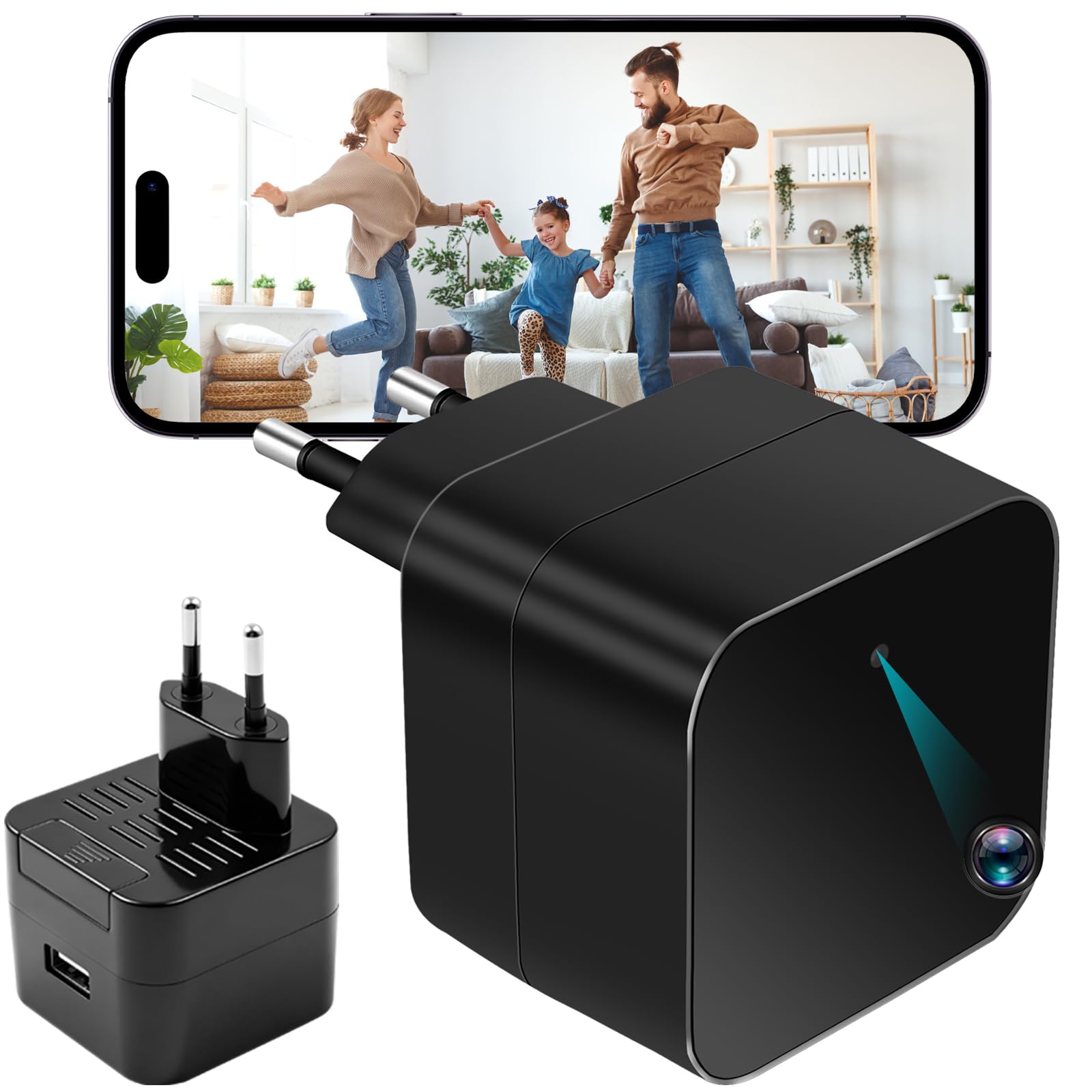 TANGMI Mini Camara Espia WiFi 2.4G y 5Ghz, 1080P HD & 100° Ángulo Camara Espia Invisible Camuflada con Detección de Movimiento y Alertas Instantáneas para Hogar y Oficina