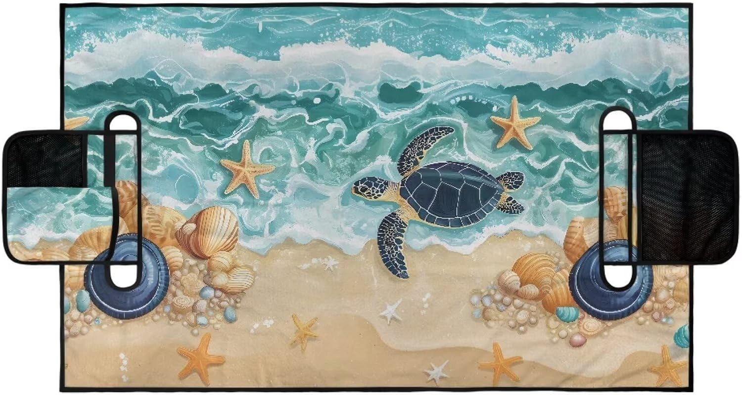 Golf Cart Front Seat Covers Breathable Beach Turtle Golf Cart Seat Towel Blanket Easy Install and Clean Keep Cool in Summer Suitable for All Seasons