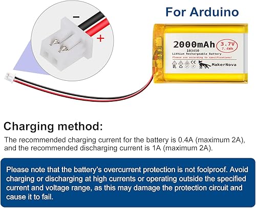 Miniatura 5 de Batería LiPo de 3.7V 103450 2000mAh, recargable 1S 3C, conector Micro JST 1.25, placa de protección dual, paquete de 4
