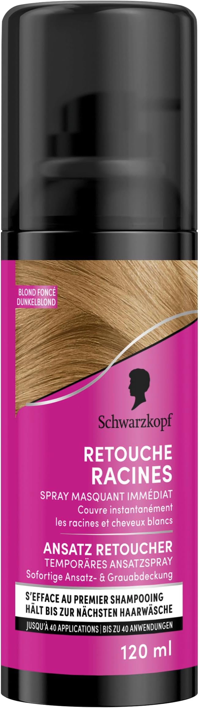White Hair Roots Touch-Up - Temporary Masking Spray Hair Roots - Erases with the First Shampoo - Dark Blonde, 120 ml (Pack of 1)