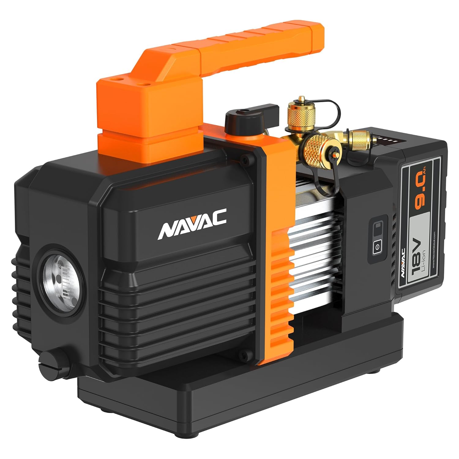 NAVAC NP6DLM Cordless Vacuum Pump - 15 Micron Dual-Stage, DC Motor, 6 CFM Rotary Vane - Built-in Check Valve - Portable Lithium-Ion Power - HVAC Vacuum Pump for Field Technicians