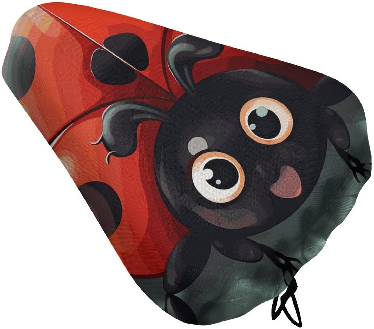 Cartoon Ladybug Waterproof Bike Seat Cushion with Drawstring for Women Men Soft Padded Bicycle Seat Cover for Comfort Wide Road Bike Saddles Universal Fit for Mountain Exercise