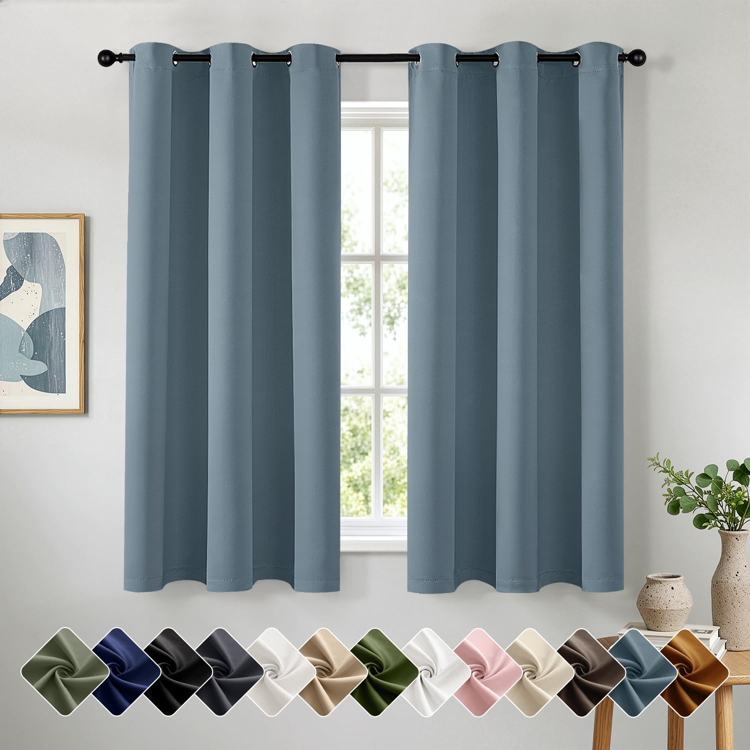 Stone Blue Thermal Blackout Curtain Panels