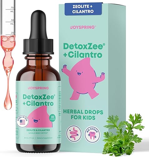 JoySpring DetoxZee - Gotas de cilantro para niños, apoyo natural de desintoxicación con zeolita y extracto de cilantro, limpieza suave de todo el