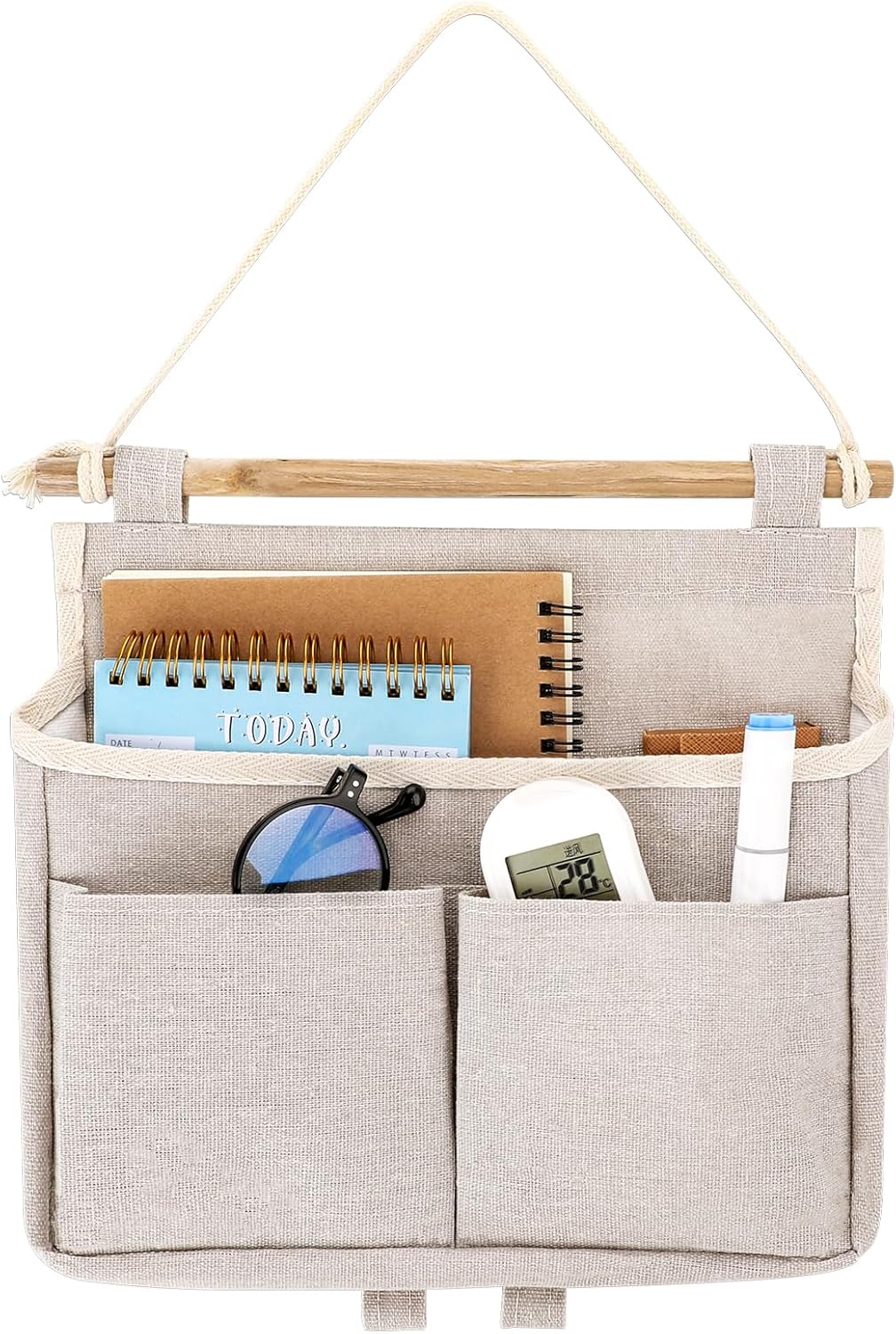 Jeffdad Hanging Canvas Organizer, Wall Door Closet Hanging Storage Bag Organizer Wall Mount Storage for Bedroom Bathroom Office Kitchen(White)