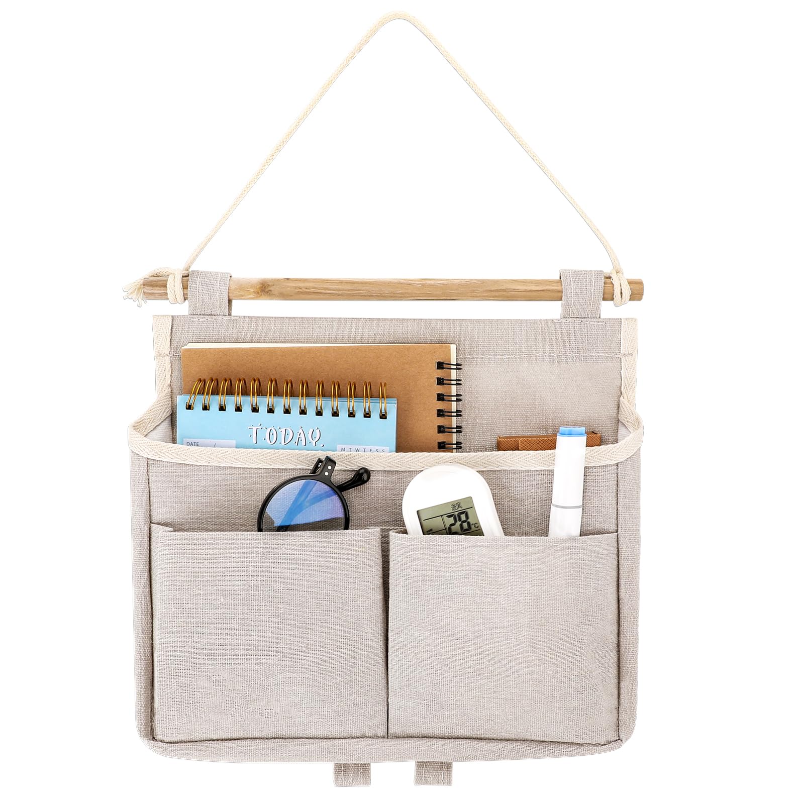 Jeffdad Hängeorganizer Hängetasche, 3 Fächer Wand Aufbewahrungstasche, Faltbares Wand Organizer Hängend Bad mit Klebriger Haken, 25 x 25 cm Hängekörbchen für Zuhause Diele Büro Schlafsaal Bad(Beige)