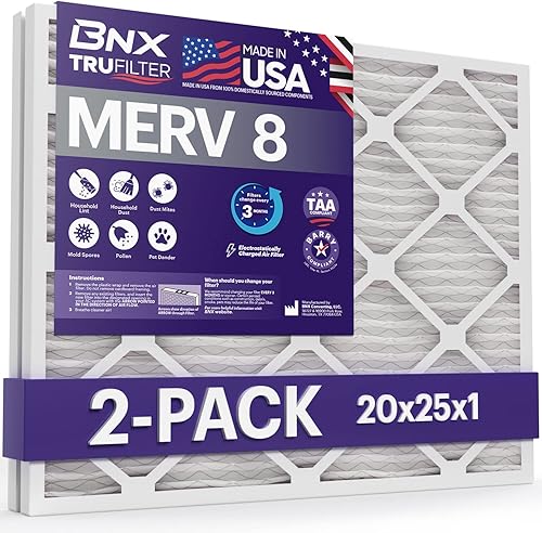Miniatura 223 de BNX TruFilter - Filtro de aire 14 x 25 x 1 MERV 8, electrostático plisado para defensa contra polvo y mascotas, para aire acondicionado, HVAC