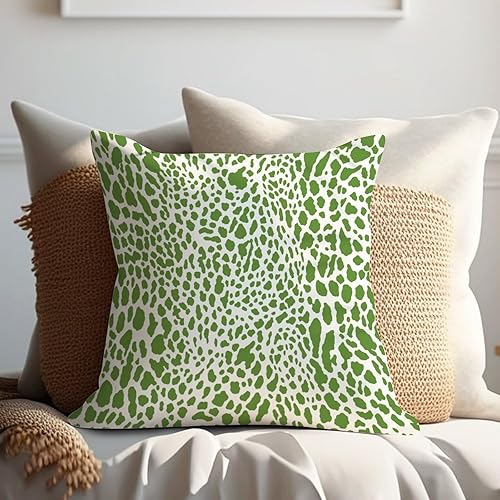 Miniatura 7 de Zyadsinoudor Asian Style Throw Pillow Cover Green Cheetah Leopard Print Cushion Cases Chinoiserie 24x24in Decorative Pillow Home Cotton Linen