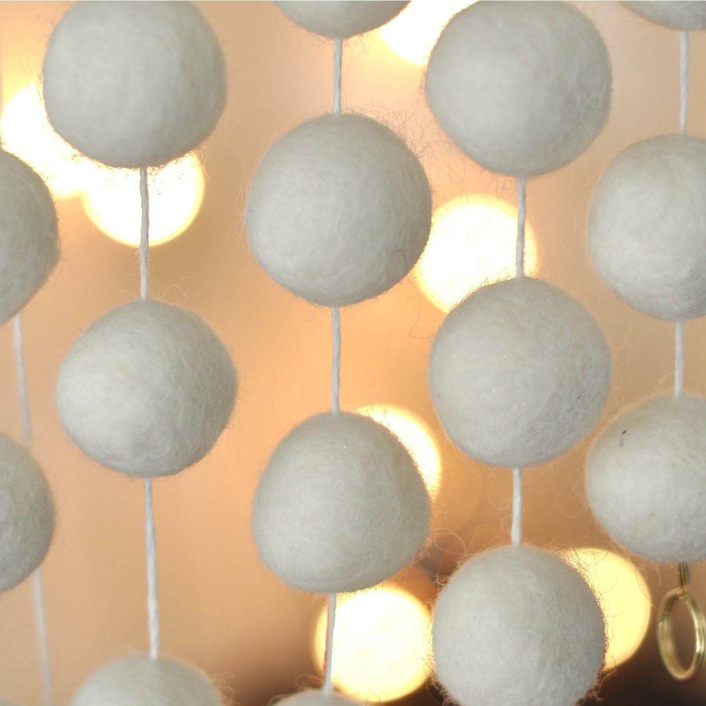 White Felt Ball Garland Holidays Decoration by Nocturnal Blue 1 Inch Pom Poms
