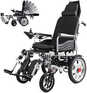 Electric Wheelchair for Adults, Foldable Lightweight All Terrain Wheelchairs with Flip-Back Armrest, Automatic Reclining Power Wheelchairs with High Back & Removable Headrest, 17.5" W Seat,20A