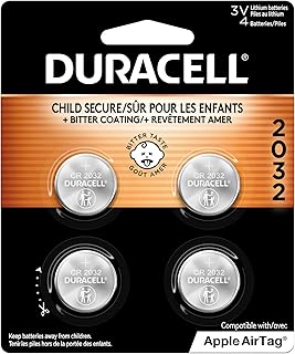 Duracell 2032 battery, CR2032 3v Lithium Coin Battery, 4 Count (pack of 1). Bitter Coating Helps Discourage Swallowing, Child-secure Packaging. Ideal for Key Fobs, Remotes and More. Lithium Batteries