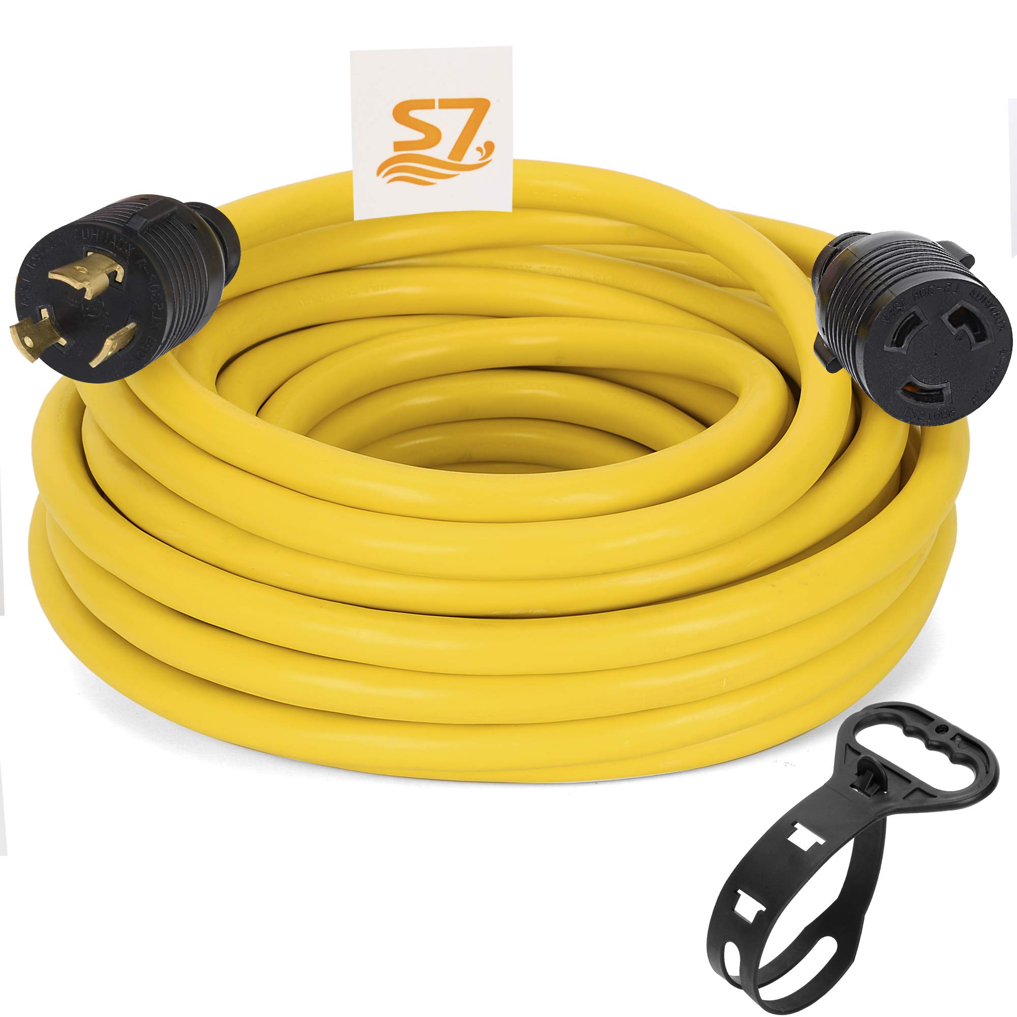 S7 3 Prong 30 Amp 25 FT Heavy Duty Generator Extension Cord,125V /3750W (NEMA L5-30P to L5-30R) (Y2)