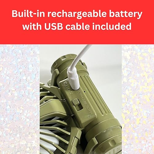 Miniatura 5 de Ventilador recargable 2 en 1 de linterna BO. 6 luces LED COD ultra brillantes ventilador personal lámpara de cabeza incorporada con cable de carga
