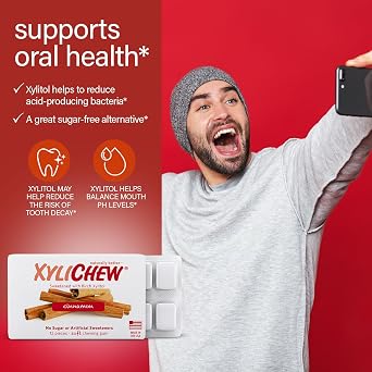 Xylichew Xylitol Gum - Sugar Free Chewing Gum - Cinnamon, 50 Count