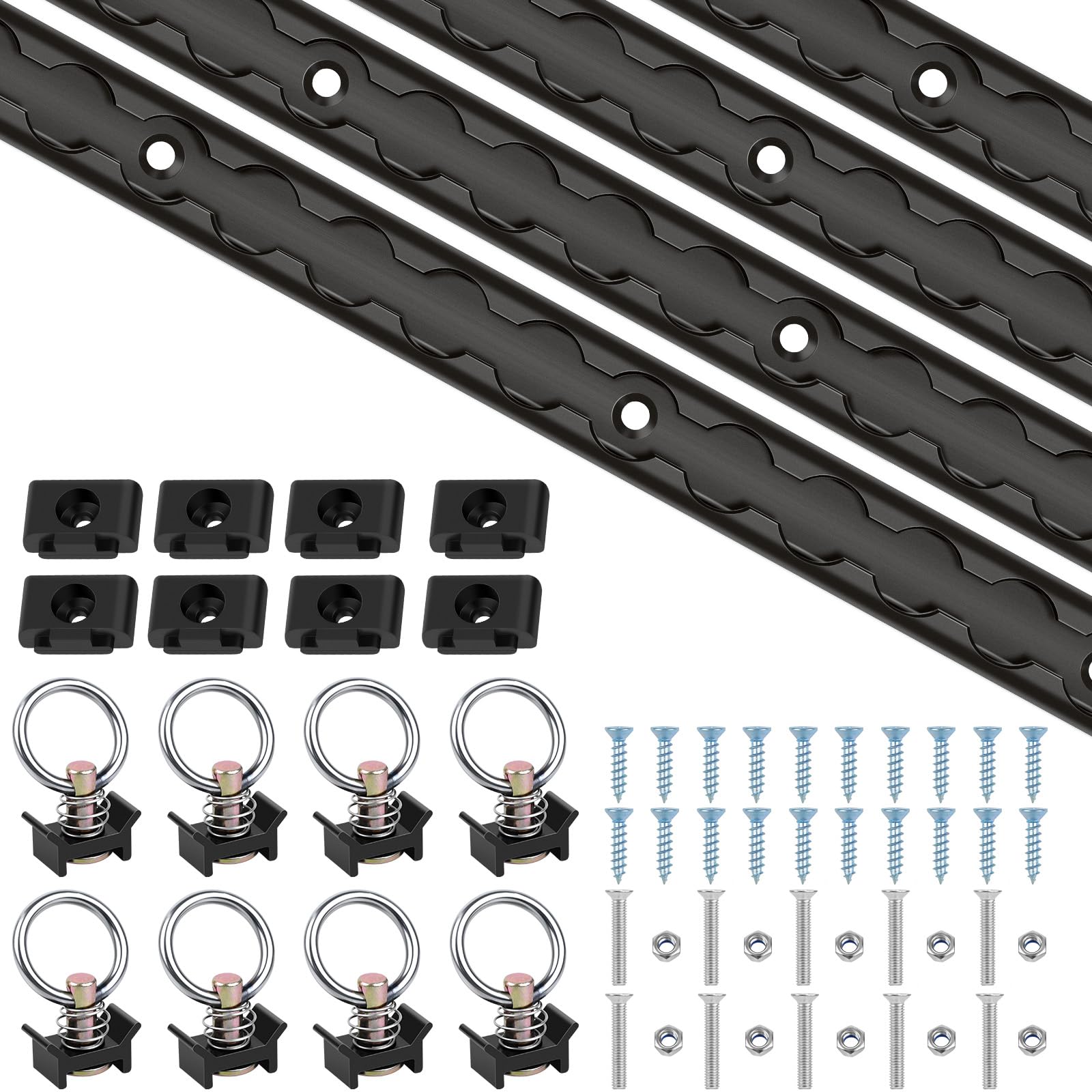Photo 1 of L Track, L Track Tie Down Rails Kit 4 Pack, 48" (4ft) Black L Track Rails
