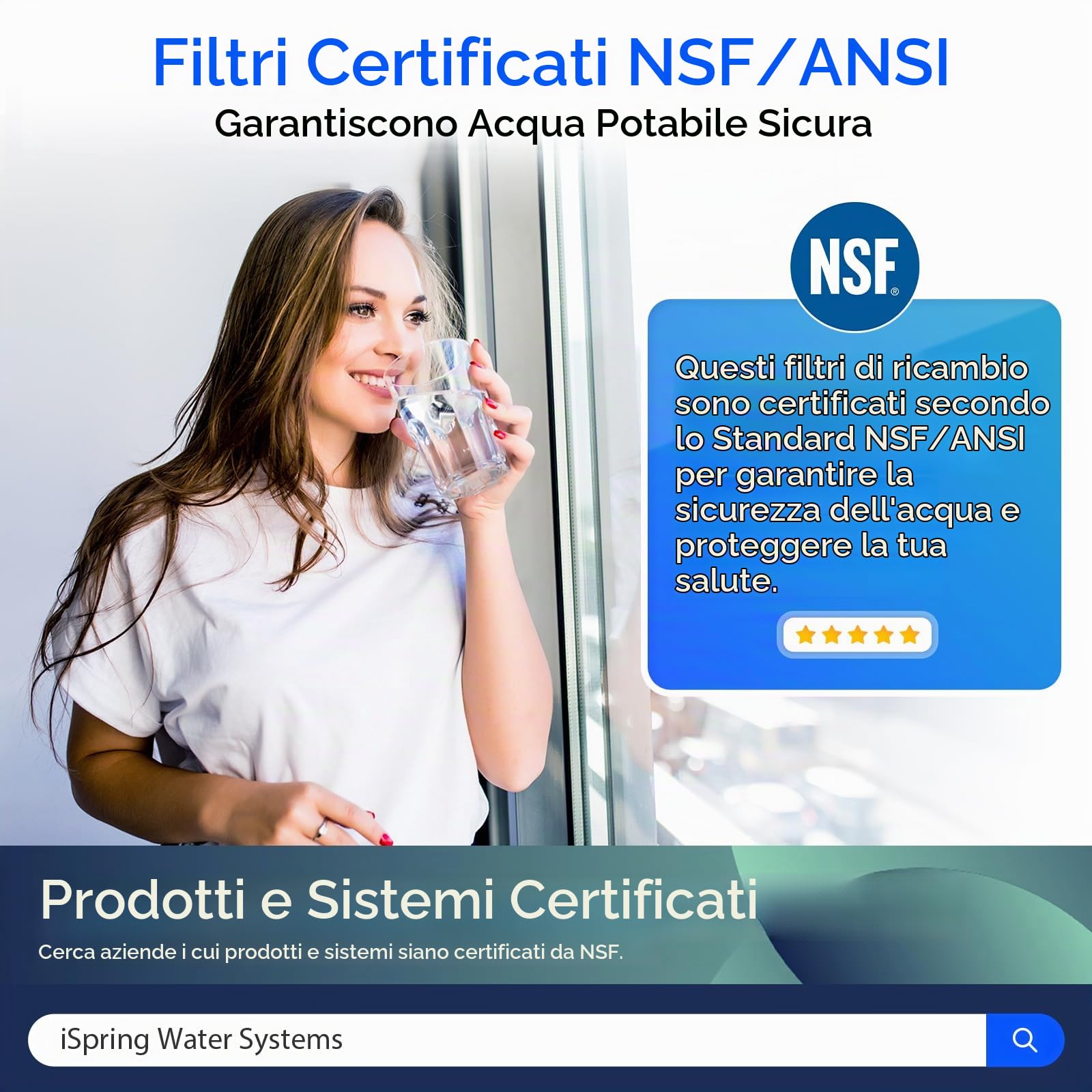 iSpring RCC7 5 Stadi Sistema Osmosi Inversa Sotto Lavello, Certificato NSF, 75 GPD Alta Capacità & F7-GAC Set Cartucce Filtro 1 Anno 7 Elementi Filtranti per Sistemi RO Standard 5 Stadi