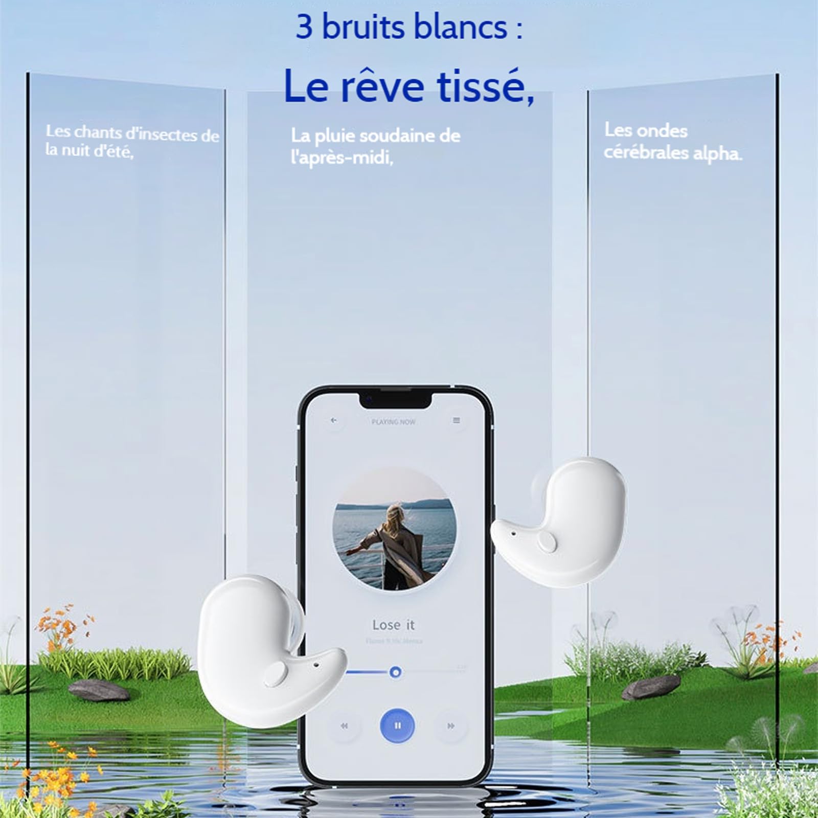 Mini écouteurs Invisibles Bluetooth sans Fil, Mini ecouteur Sommeil, Aucune Pression sur l'oreille, Ipx6 étanche, Conçu pour Les Moments de Calme (Black)
