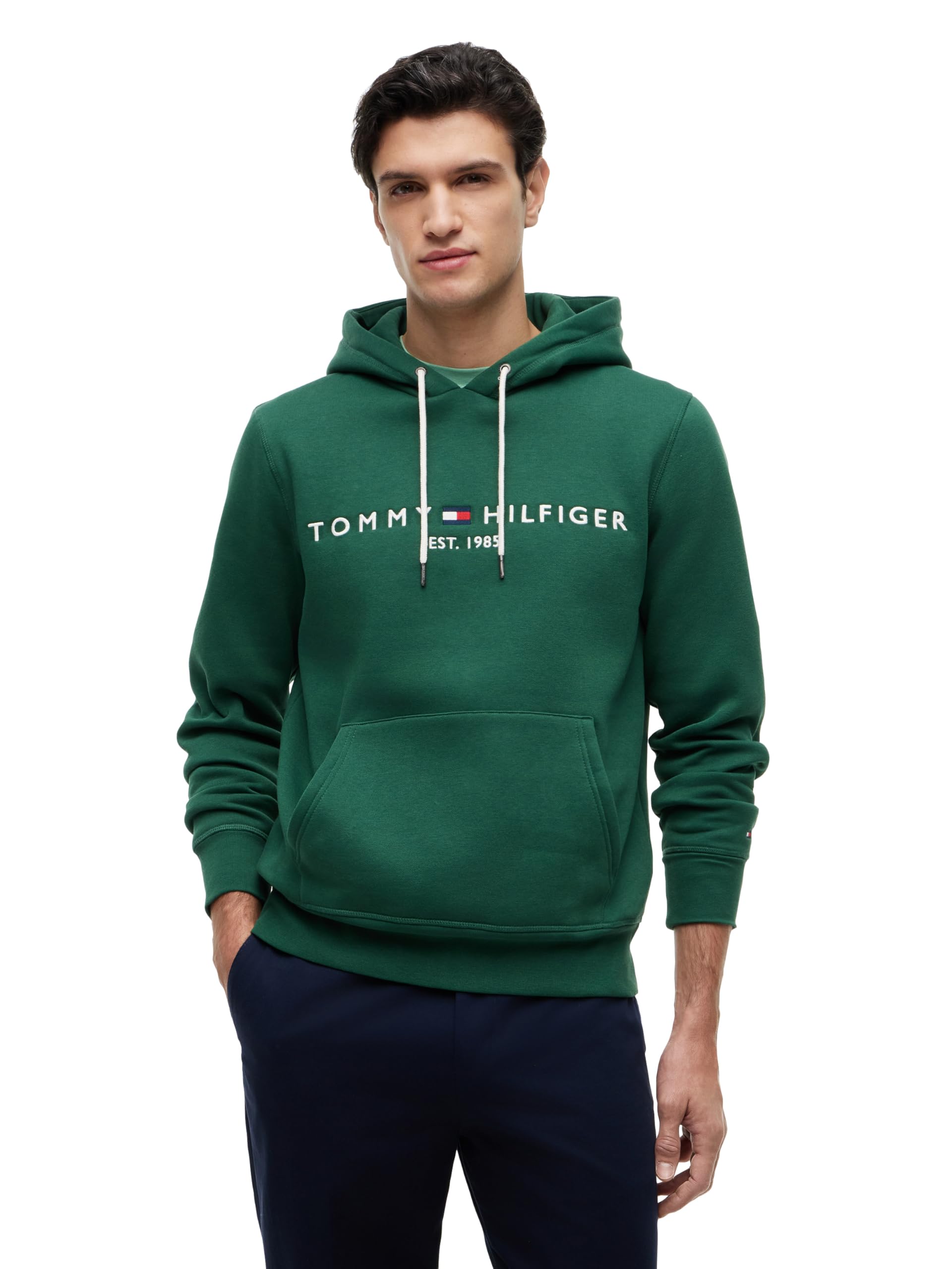 Tommy Hilfiger Men's Medium Weight Fleece Hoodie Sweatshirt With Embroidered Logo, Also Available in Big &amp; Tall