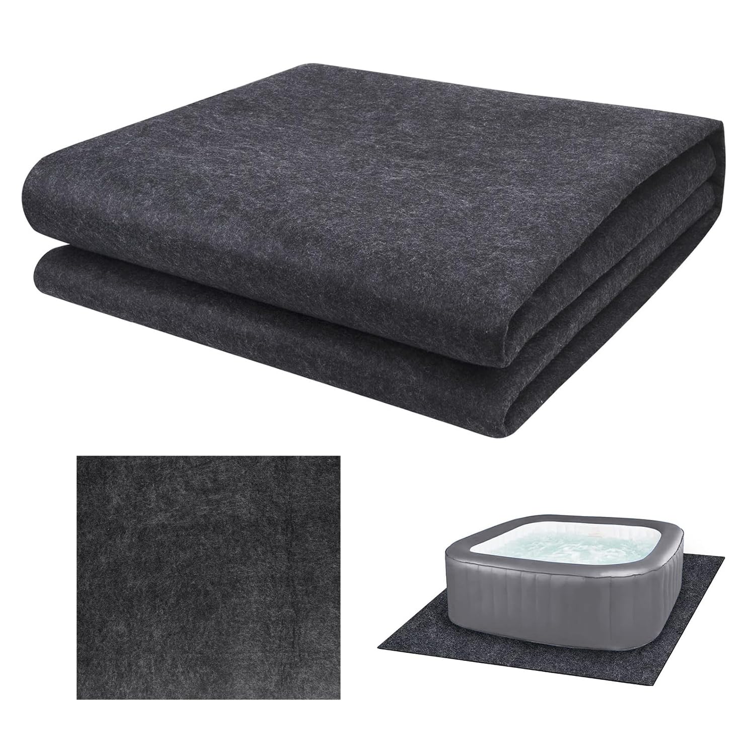 Tapis de Sol pour Jacuzzi, Tapis Carré Imperméable 2,53 x 2,53 m pour Jacuzzi Gonflable, Tapis de Protection Extérieur avec Dos qui Empêche la Pénétration de Liquide pour Protéger le Sol