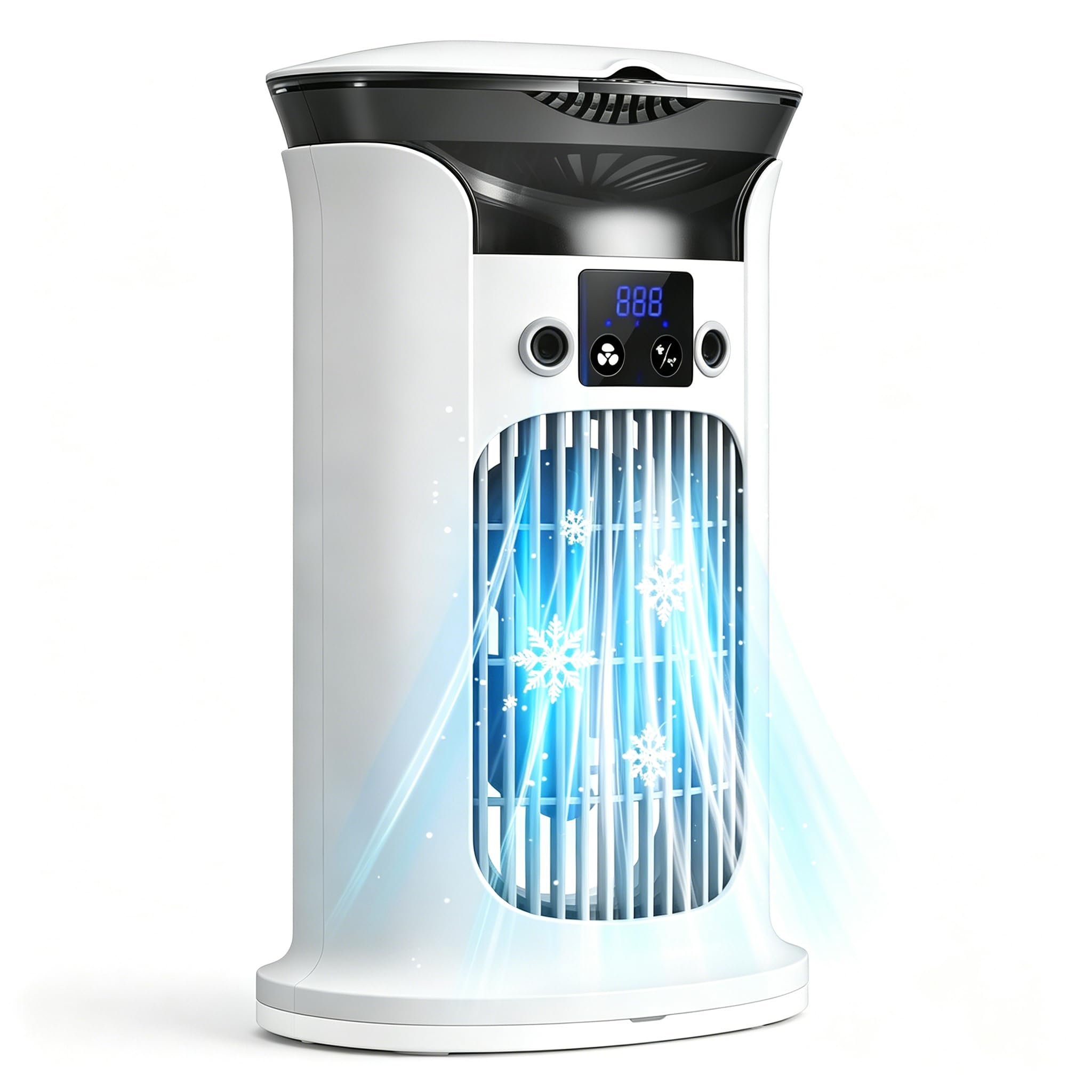Mobile Klimaanlage Mini Klimagerät Luftkühler 800ml Wassertank Verdunstungskühlung Leise Weiß