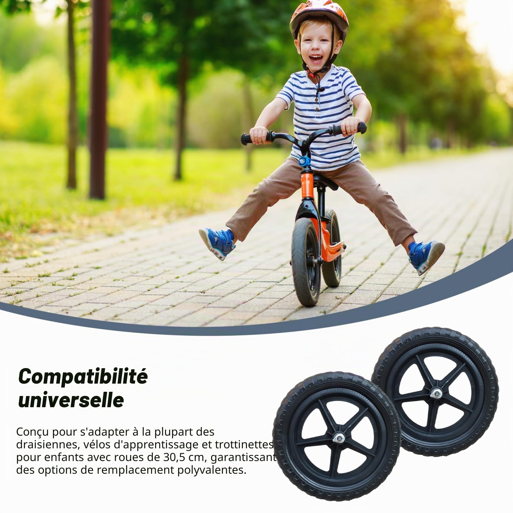 1 Paire de Roues de vélo Remplacement pour Enfants, Roue vélo d'équilibre 12 Pouces, Accessoires réparation légers pour vélos et Entretien, Roues d'entraînement pour 12 Pouces, entraîneme