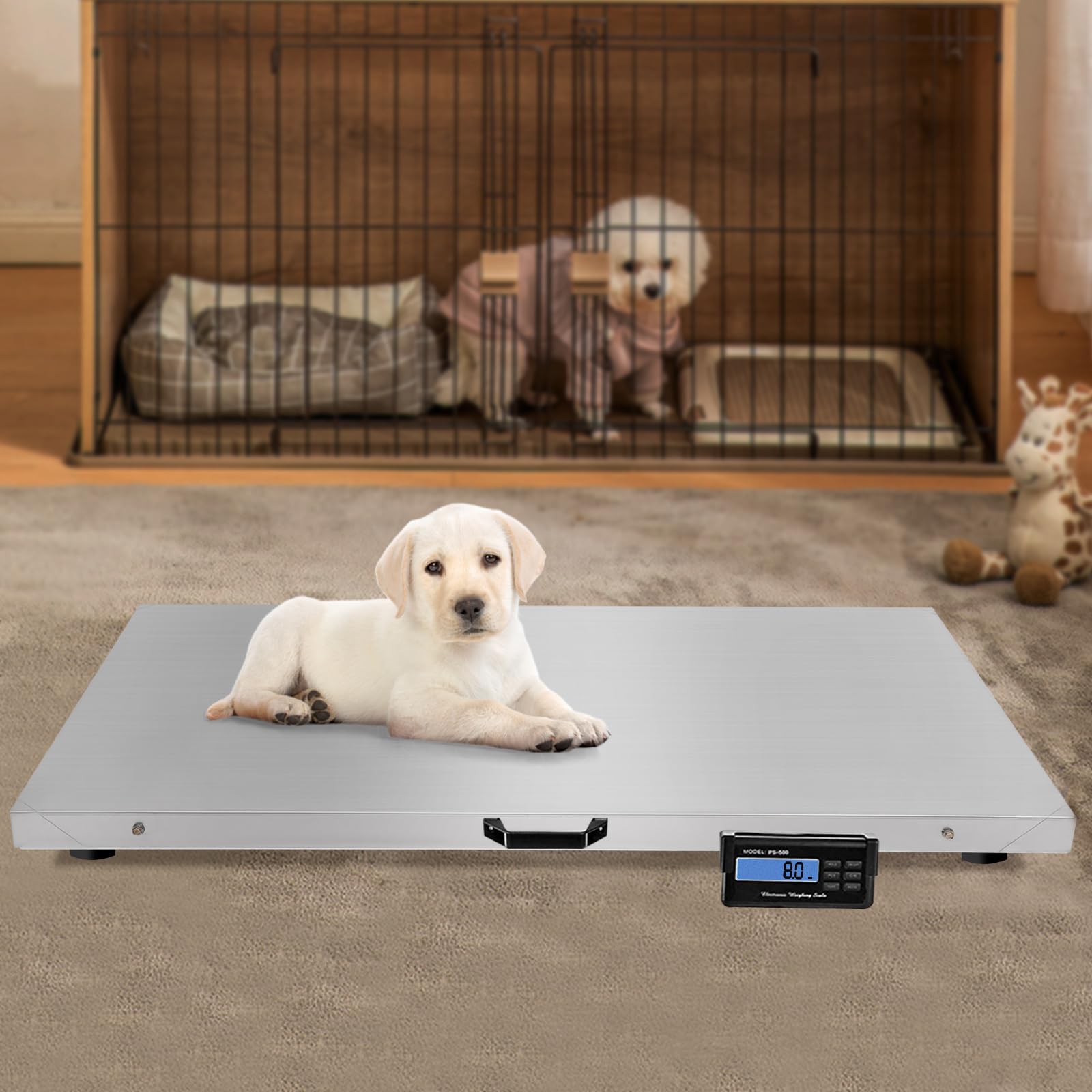 1100 Lbs Digital Scale, High Accuracy Digital Livestock Scale Large Pet Vet Scale,Electronic Stainless Steel Platform Heavy Duty Scale Veterinary Scale for Large Dog Hog Sheep Goat Pig Sheep Scale