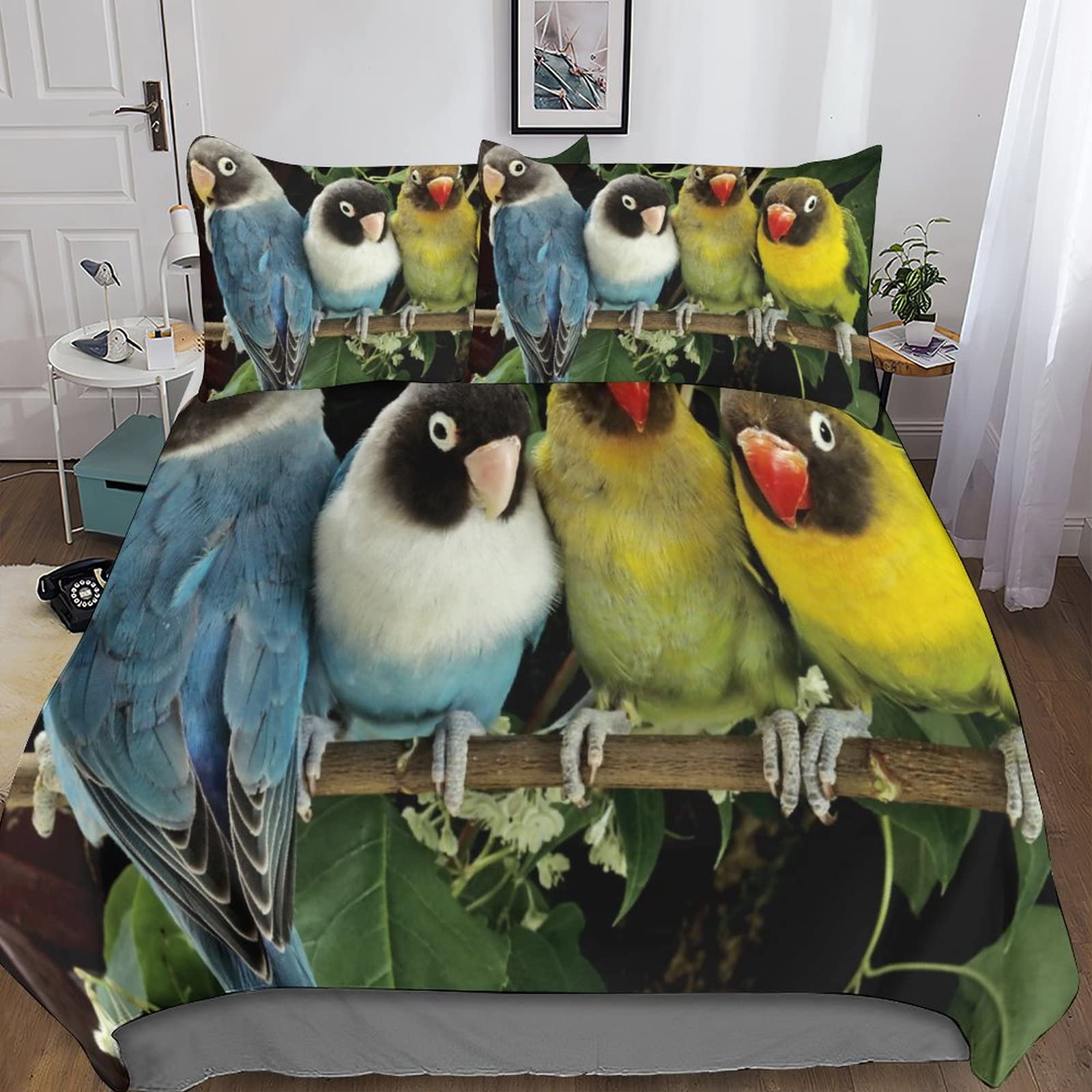 Parure de lit oiseaux avec fermeture éclair pour changer vos draps sans aucun effort