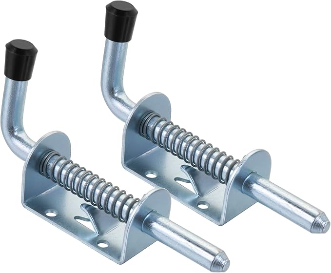 SANKESONG Spring Latch Lock, 2 Pack, Galvanized, Lock Type Spring Bolt, Lock Size Ø10 x 128 mm