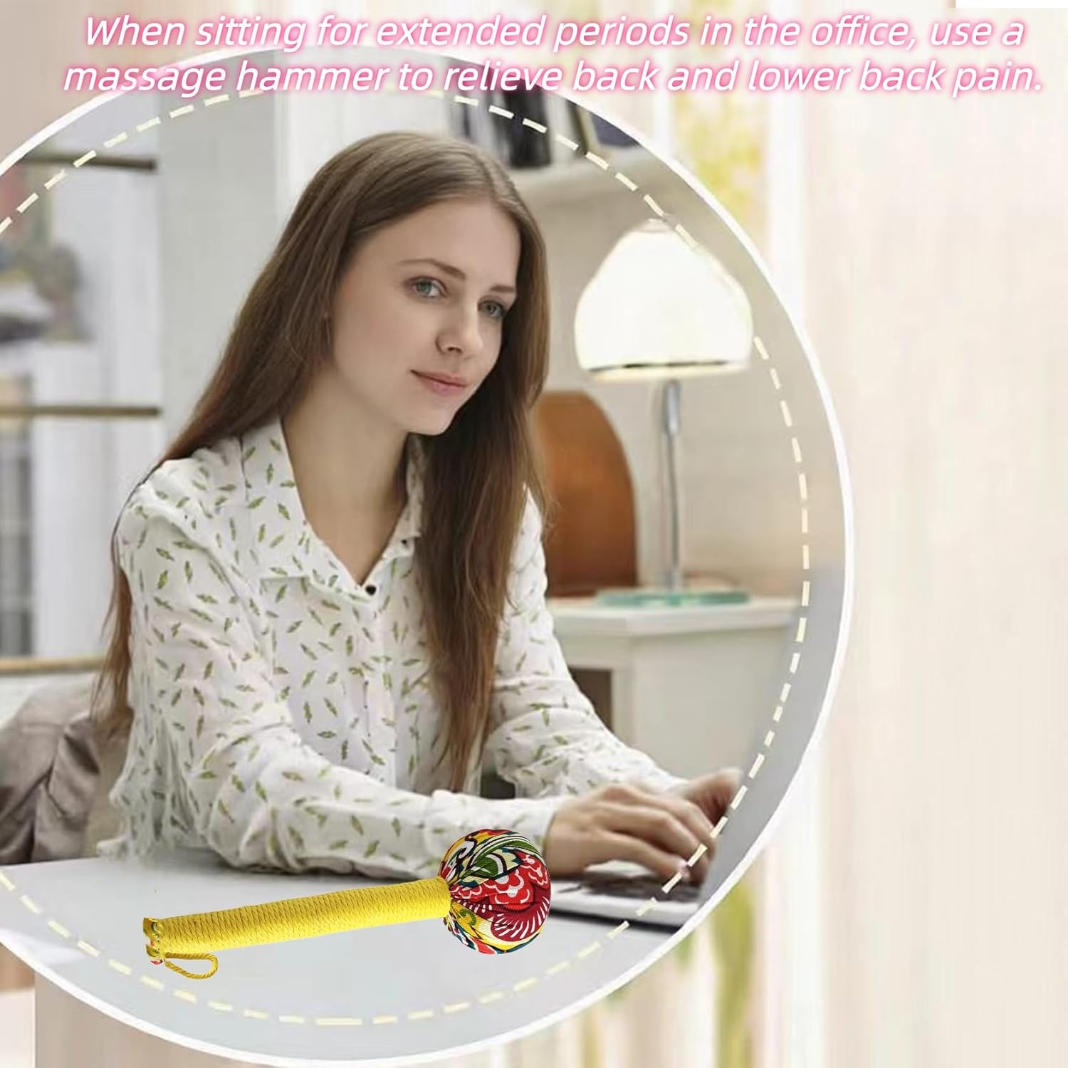 Mugwort Massage Hammer, Back Massager Hammer， Pain Relief Massager for Neck, Back, Shoulder & Body - Handheld Percussion Therapy Tool with US Design Patent,(Blue and Yellow…) - Image 5