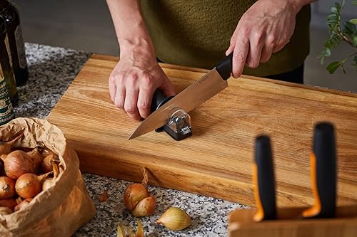 Miniatura 9 de Fiskars, Afilador de cuchillos con piedra de afilar de cerámica, tamaño único, negro
