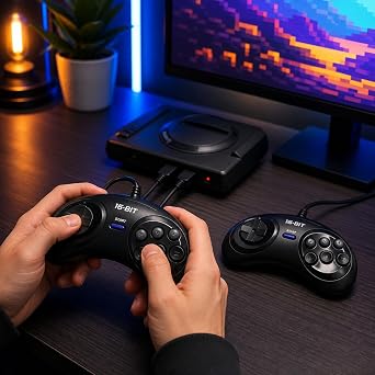 【2 Pack】 16 Bit Game Controller 6 Button SEGA Genesis - Black