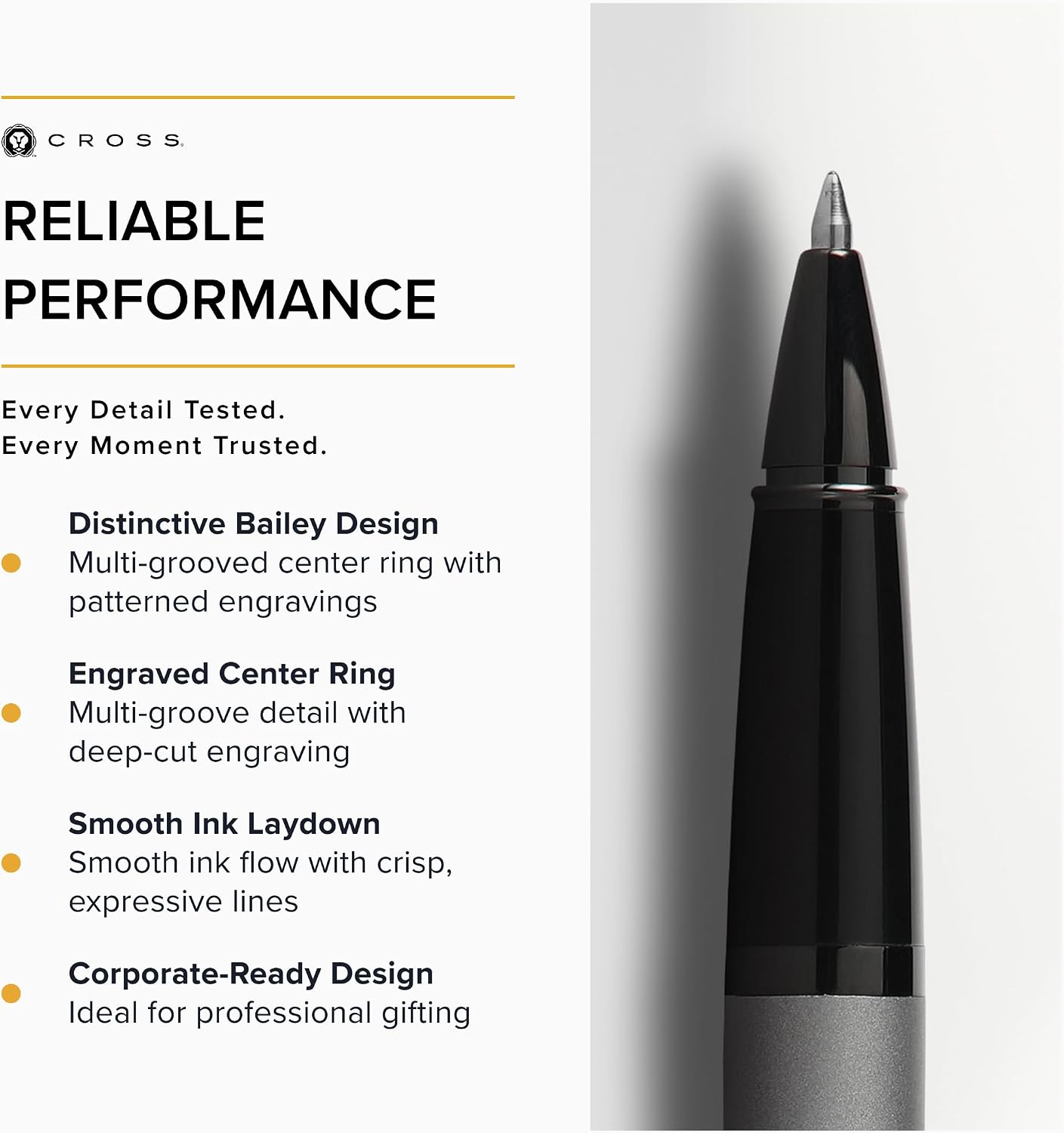 Cross Bailey Matte Gray Lacquer Rollerball Pen, Medium Point, Black Ink image 5